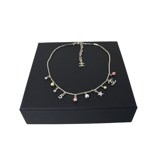 Chanel Crystal Necklace Gold Multicolor - Picture 2 of 2